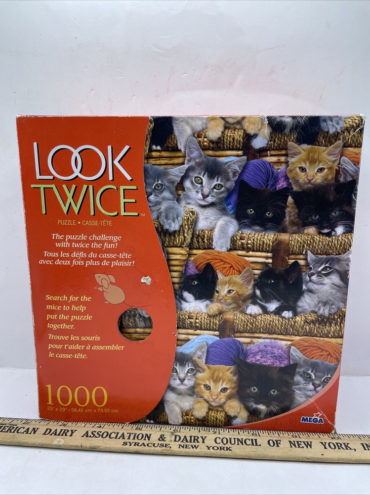 New MEGA 1000 Piece Puzzle Look Twice Kittens complete GA31