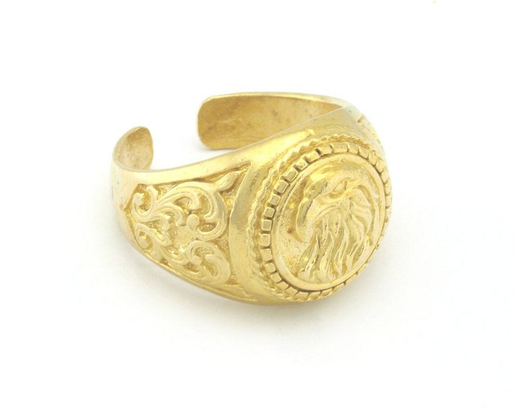 Eagle Wild Life Ring Adjustable Raw Brass,Antique Silver,Shiny Gold-silver 4792