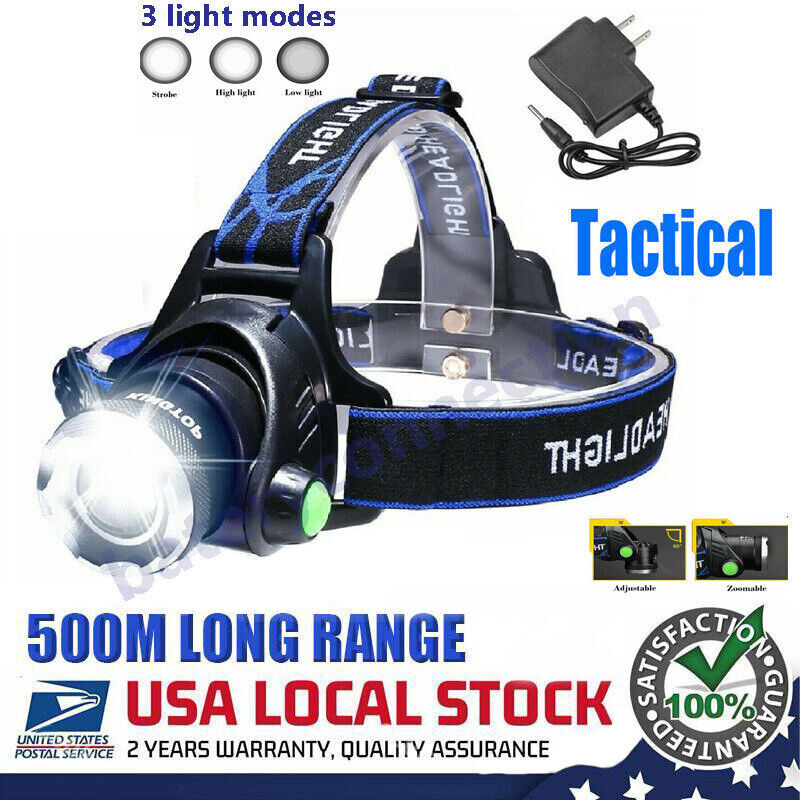 LED Headlamp Rechargeable Headlight Zoomable Head Torch Lamp Flashlight