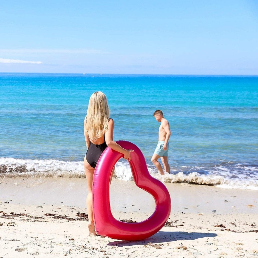 LOTELI Large Metallic Pink Heart Pool Float - 50