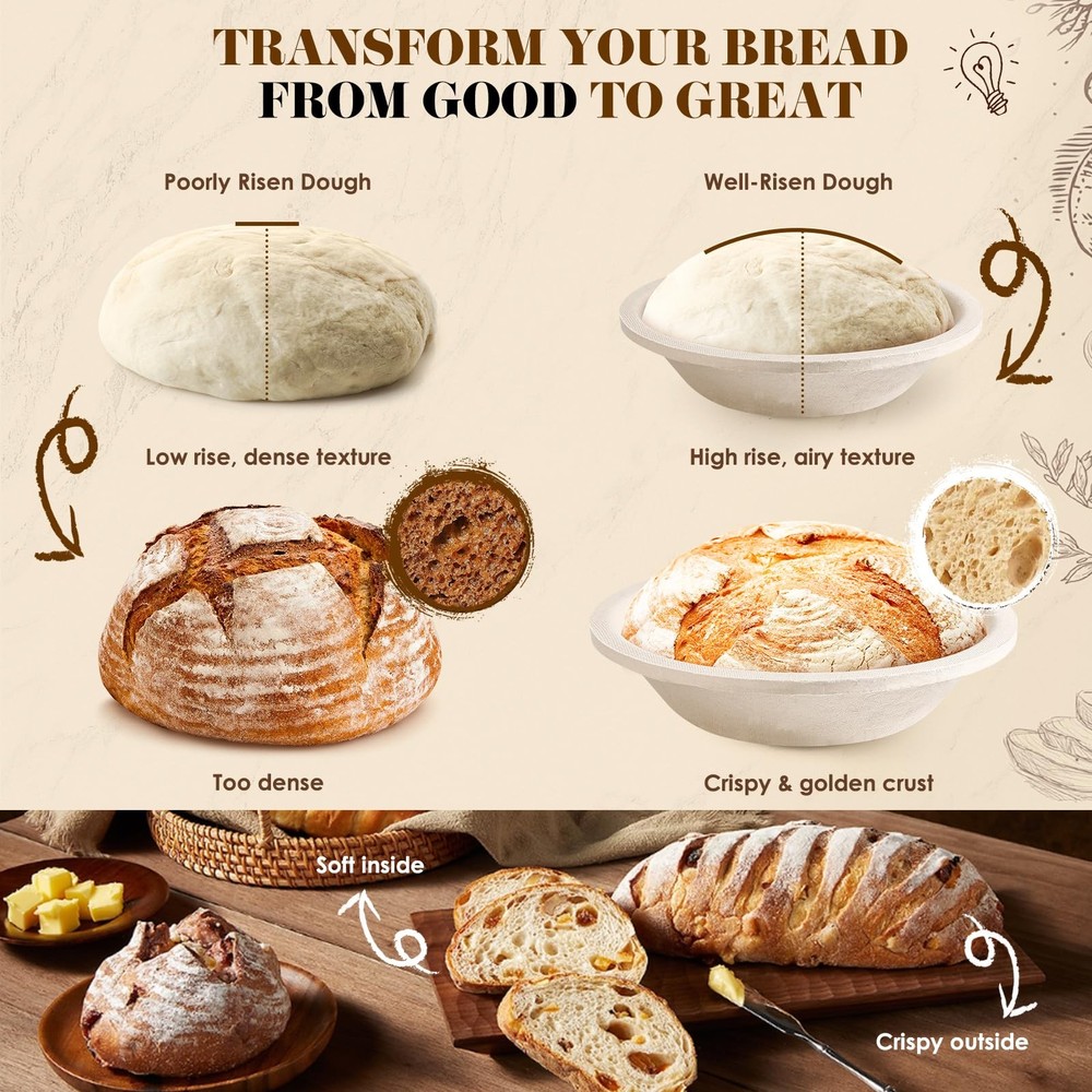 Sourdough Baking Kit: Starter Jar, Bannetons, Scrapers & More - Complete Set