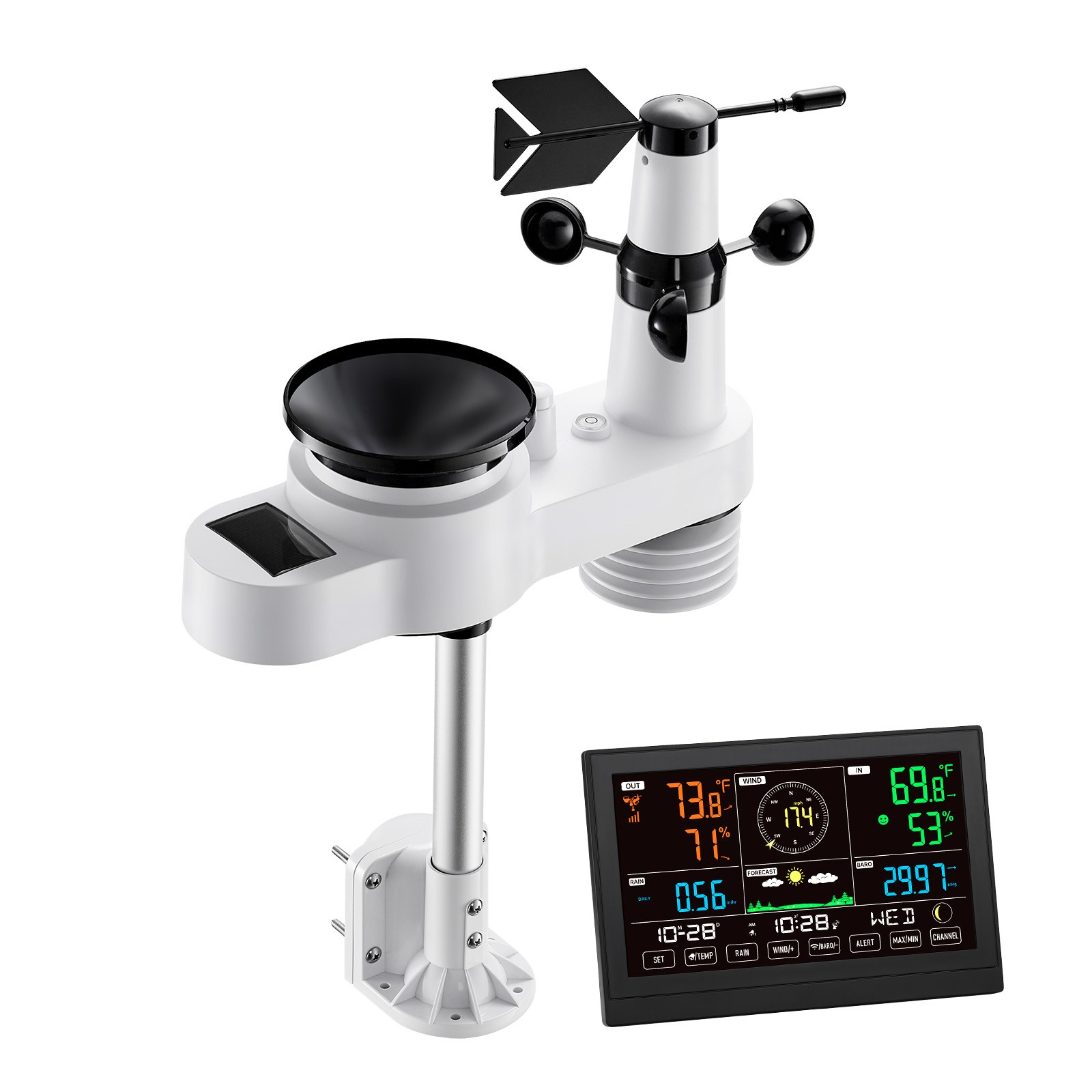 Uimoso 5-in-1 Wireless Weather Station 7.5'' Display and Indoor-Outdoor Sensor