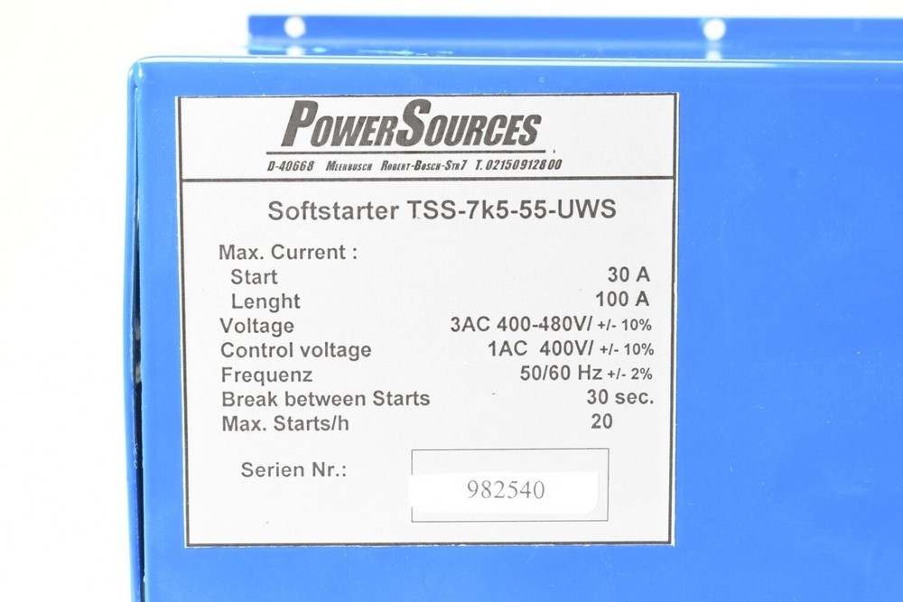 POWERSOURCES TSS-7K5-55-UWS, Soft starter