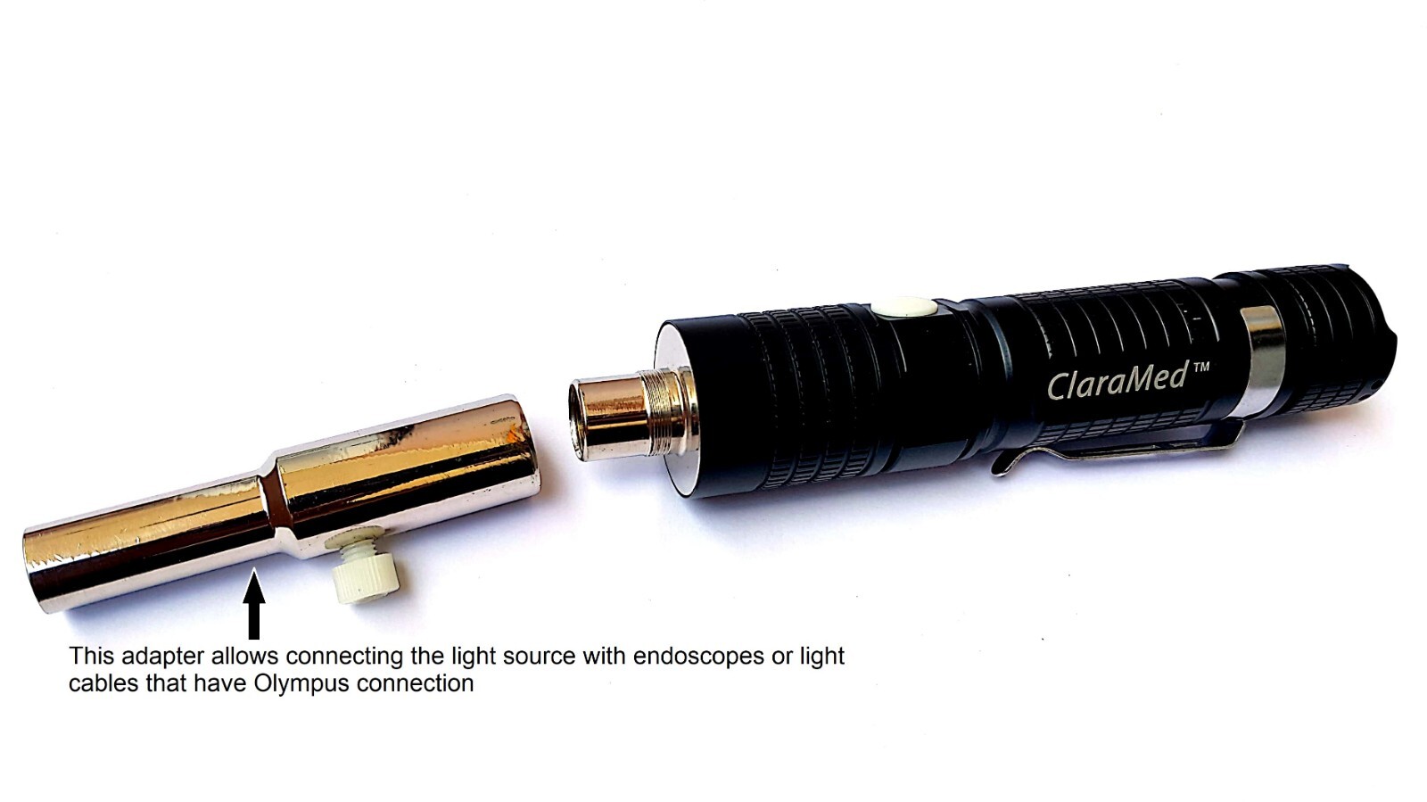 ClaraMed phone endoscope adapter with Olympus compatible LED light source S3