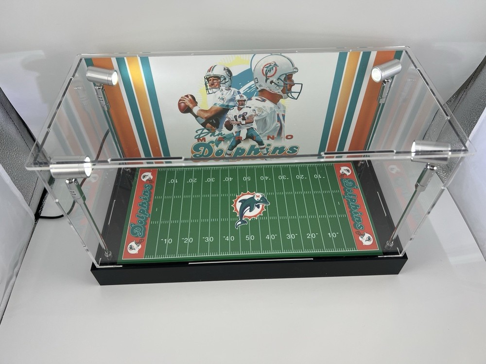 Dan Marino - Dolphins - Custom 2 Mini Helmet Display Case W/ LED Lights