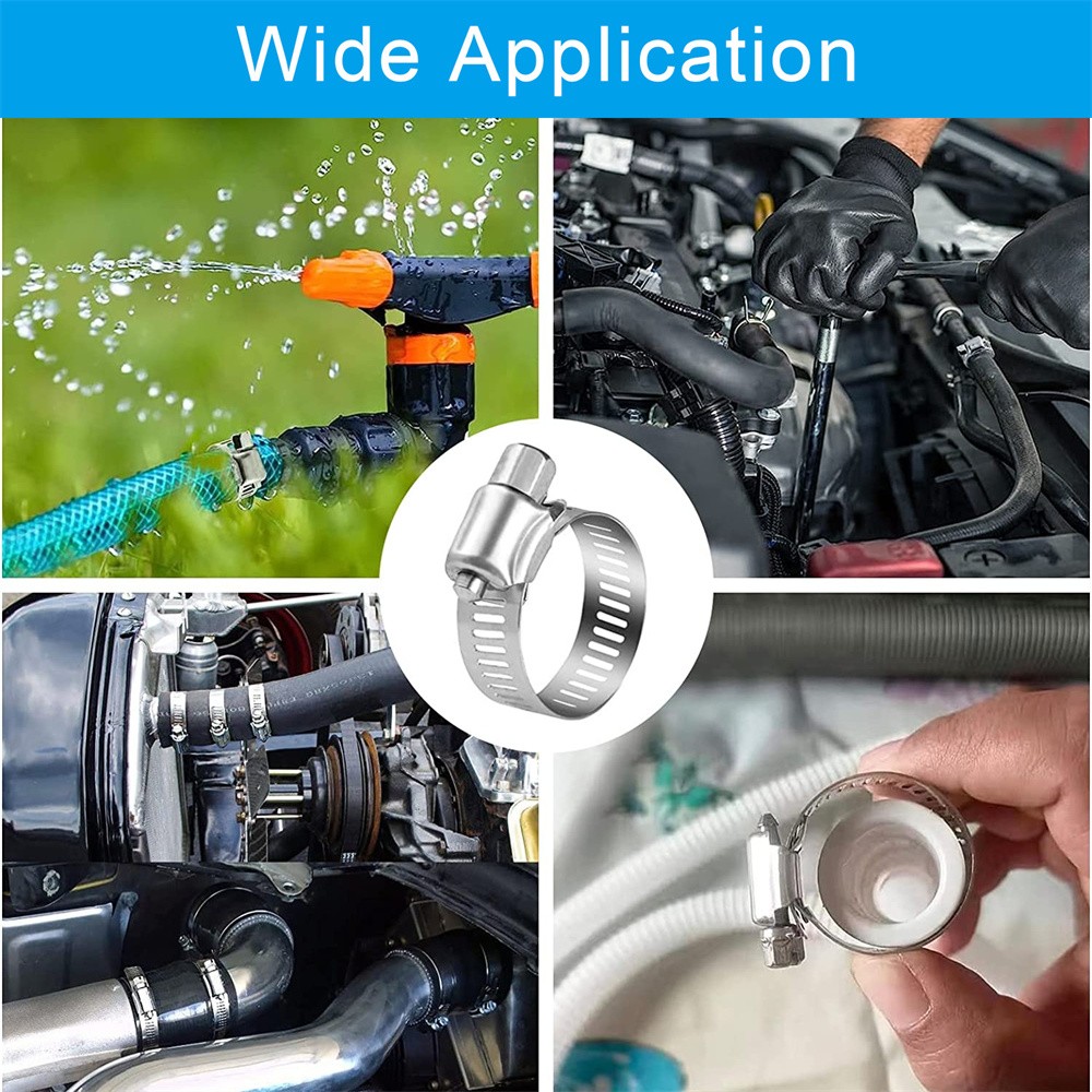 130pcs Adjustable Hose Clamps Worm Gear Stainless Steel Clamp Assortment 7 Sizes