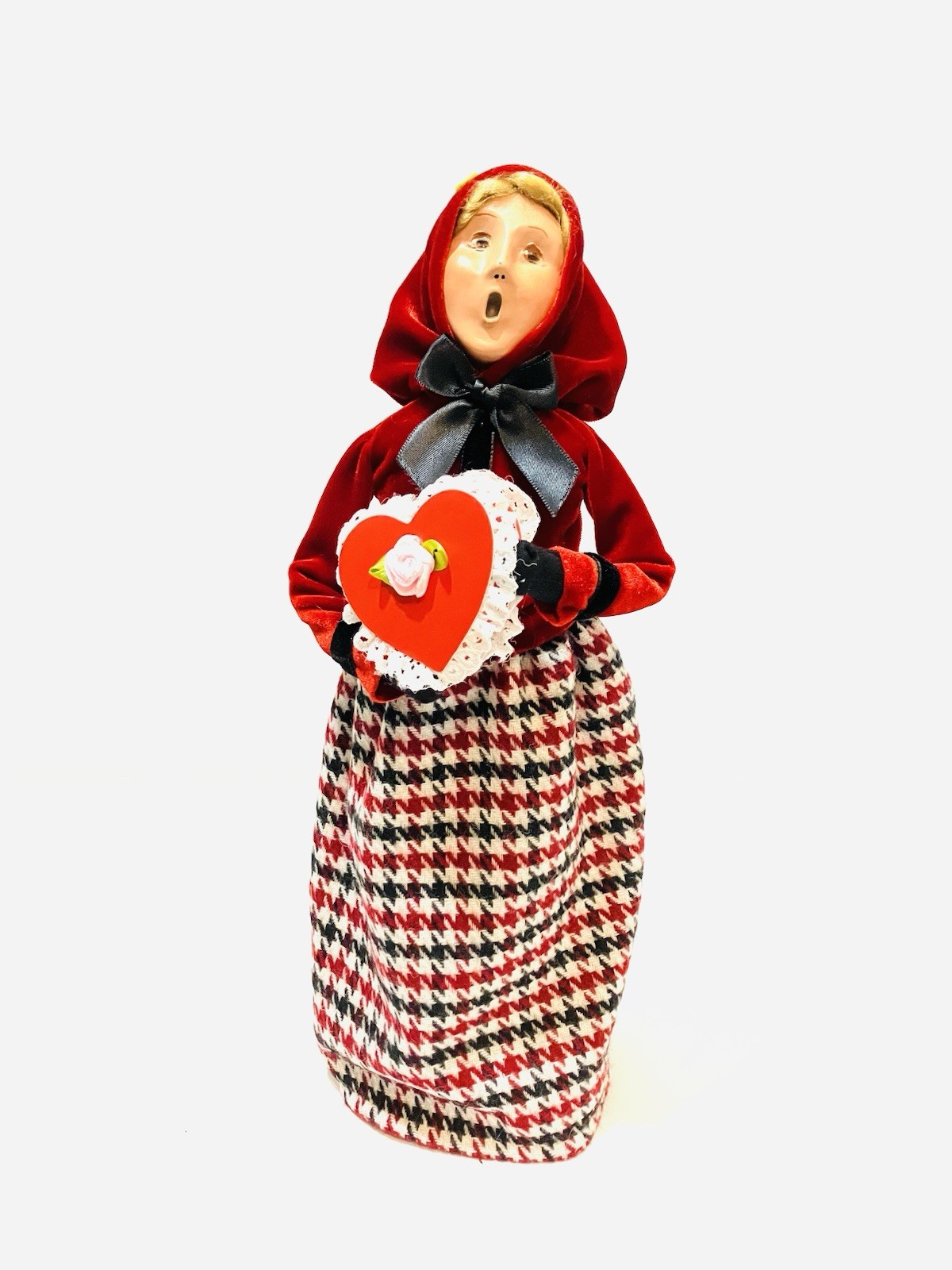 Byers Choice 2022 Valentine Woman Holding Heart Shaped Box