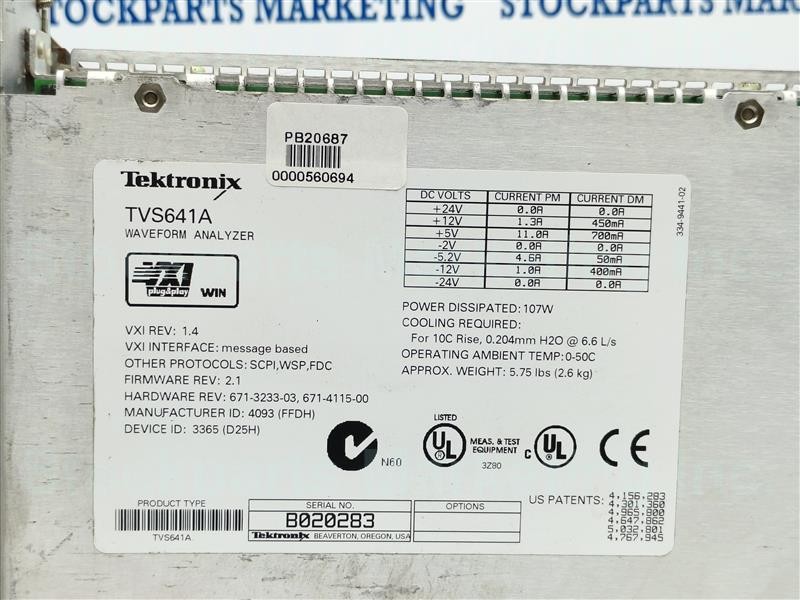 Tektronix TVS641A Rev 1.4 Waveform Analyzer Expedited Shipping