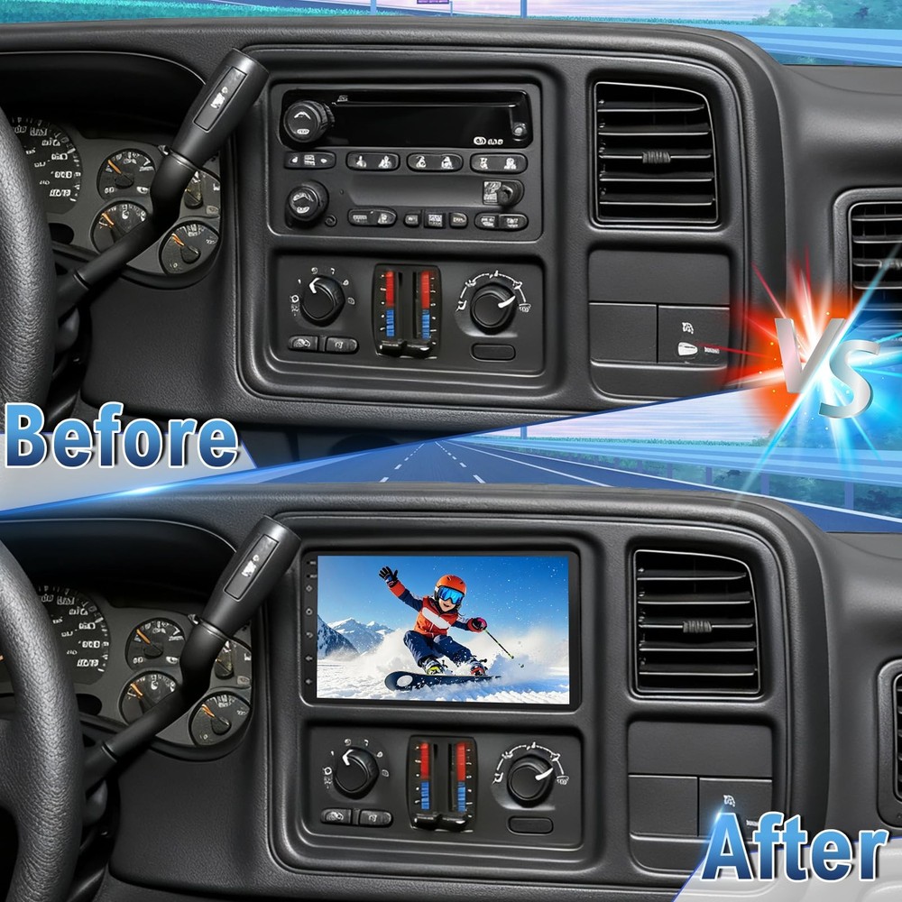 Android 14 Double Din Car Stereo 7" Touchscreen Wireless Carplay Android Auto