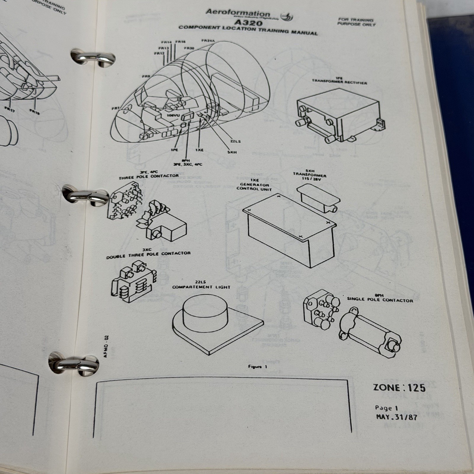 A320 Component Location Training Manual Aeroformation 1986 Airbus Binder