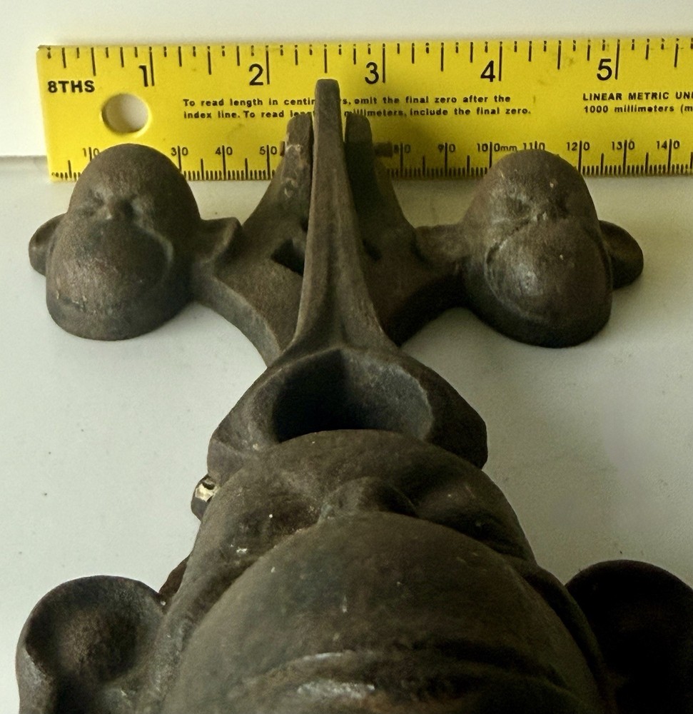 Vintage Cast Iron Chimp Monkey Door Knocker Architectural Salvage