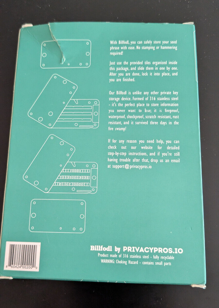 Billfodl - Crypto Seed Phrase Backup Wallet - Stainless Steel