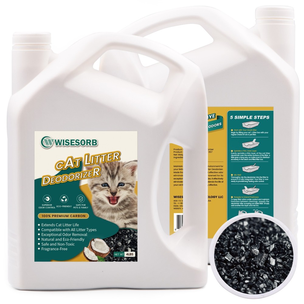 2Pcs 4LBS Cat Litter Deodorizer Activated Carbon, Odor Eliminator Absorbers