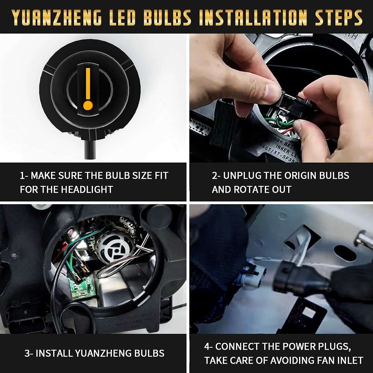 VLAND 2* D2H LED Headlight Bulbs 50W 6000K For Projector Lens 2PCS