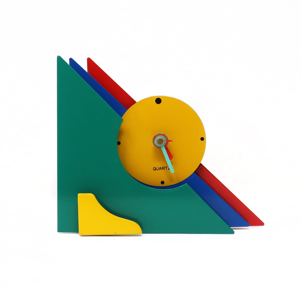 1980s Multicolor Stacked Desk or Mantel Clock