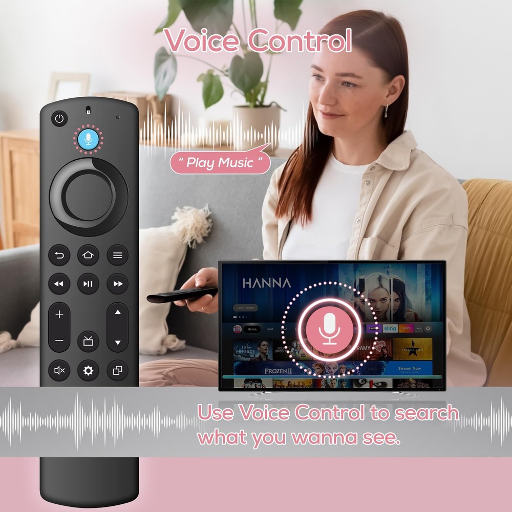 Replacement Voice Remote Control for Fire Series, TV Cube/Stick, Black
