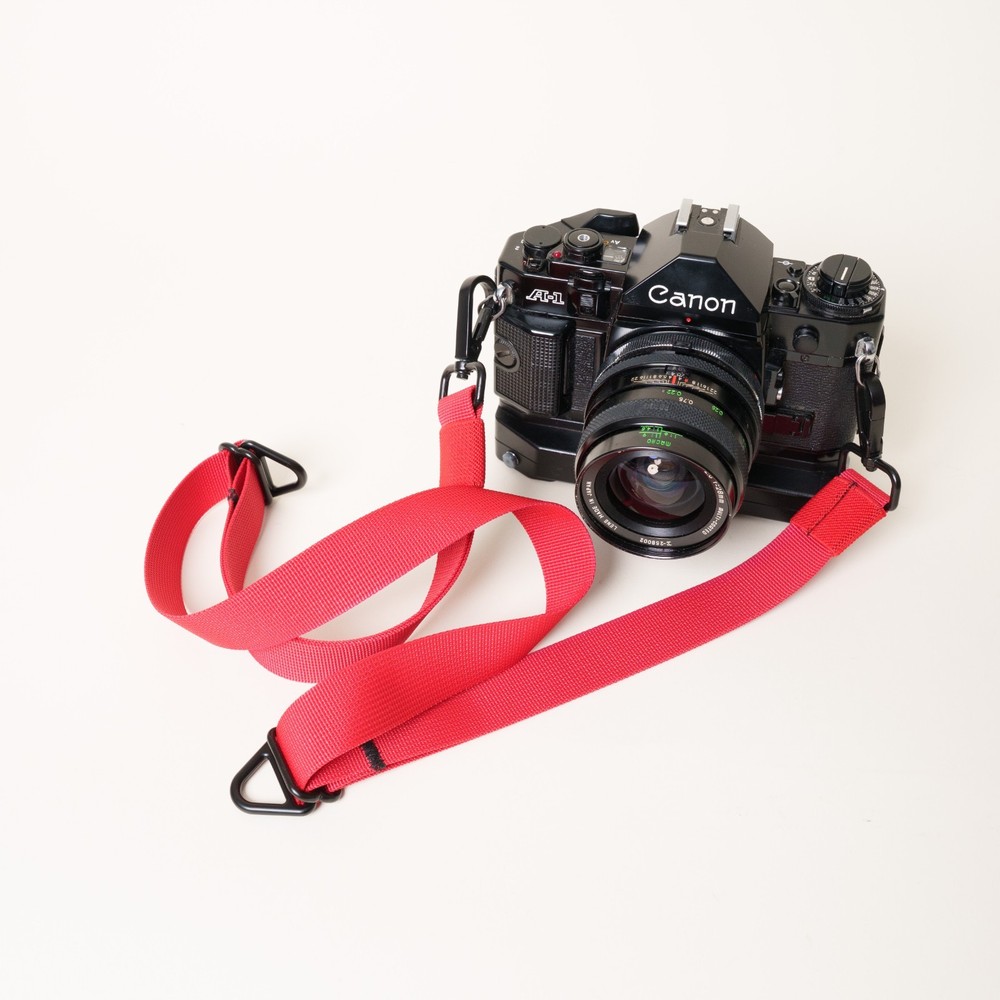 Dual Adjustable Red Camera Strap w/ D-Mount Hooks Handmade Custom