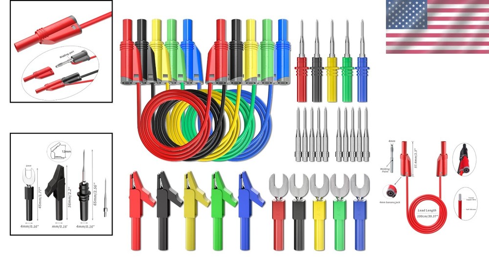 5PCS Banana Plug Leads Kit with Alligator Clips