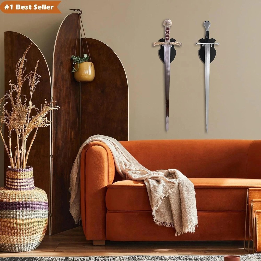 Wall Mounted Sword Rack for Sabre and Axe - Vertical Display Holder, Black | Eba