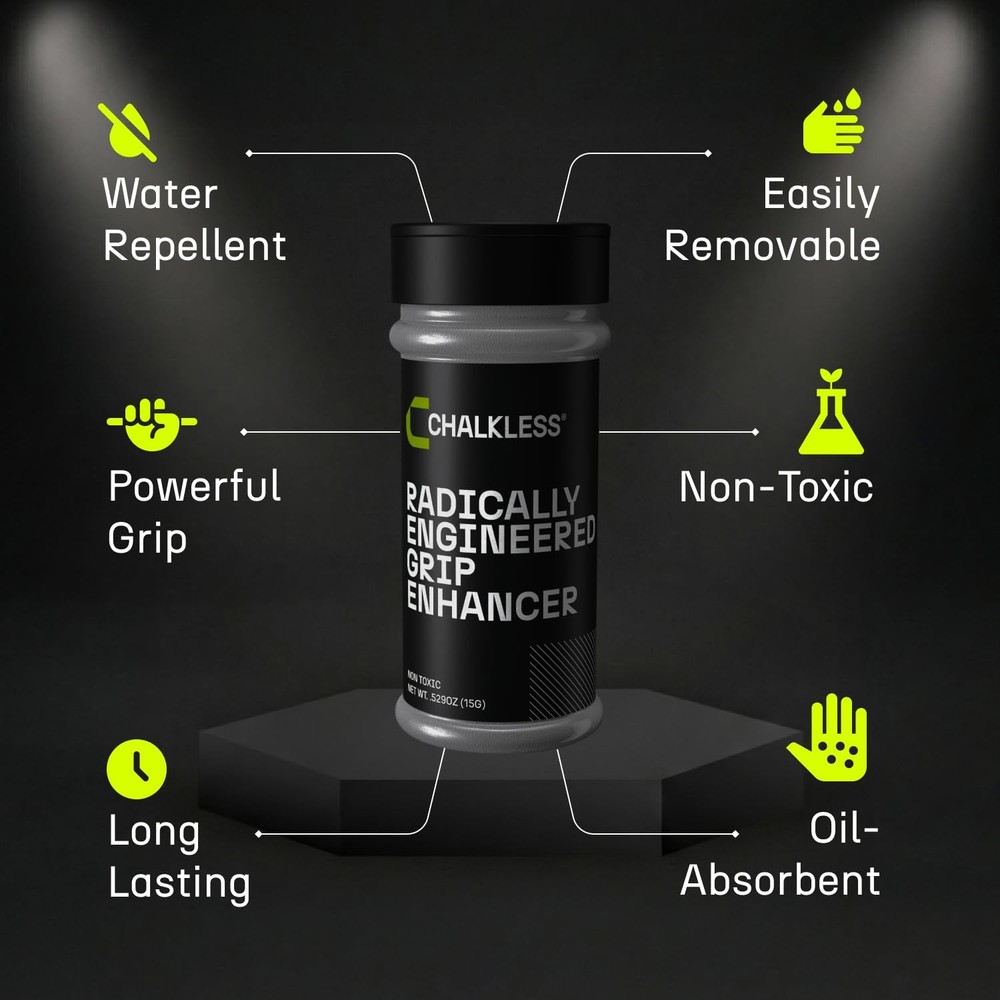 Chalkless Grip Enhancer - Premium Liquid Chalk Alternative & Less Mess Hand...