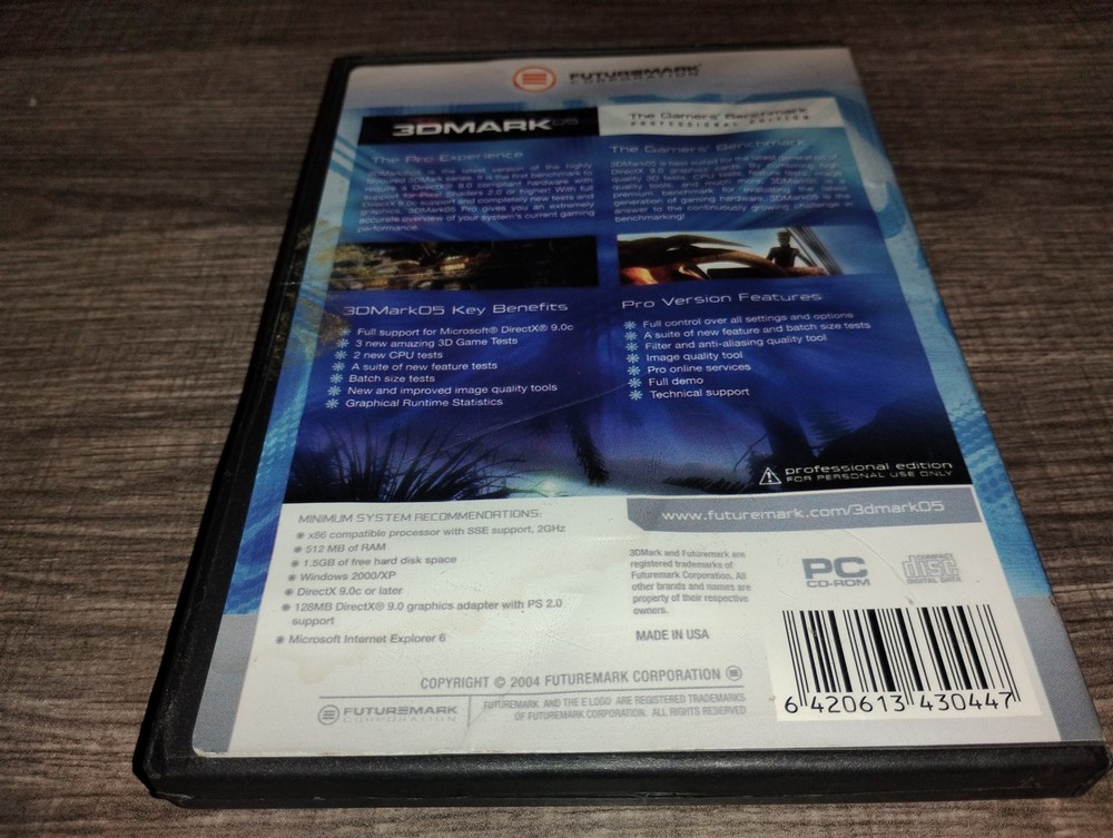 3DMark 05 Professional Edition The Gamers' Benchmark PC CD-ROM 2004 Windows XP