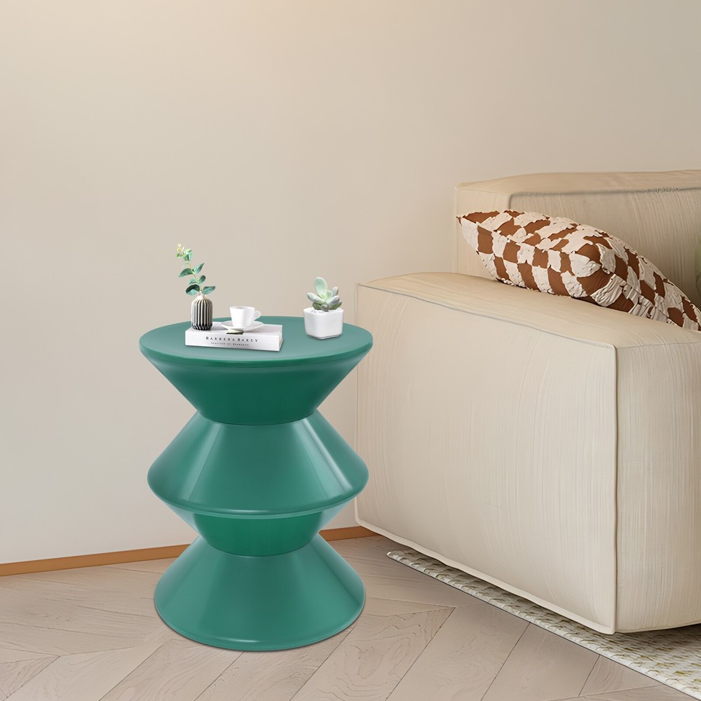 Green Side Table, PET Sofa Side Table, Modern Round End Table for Indoor Use