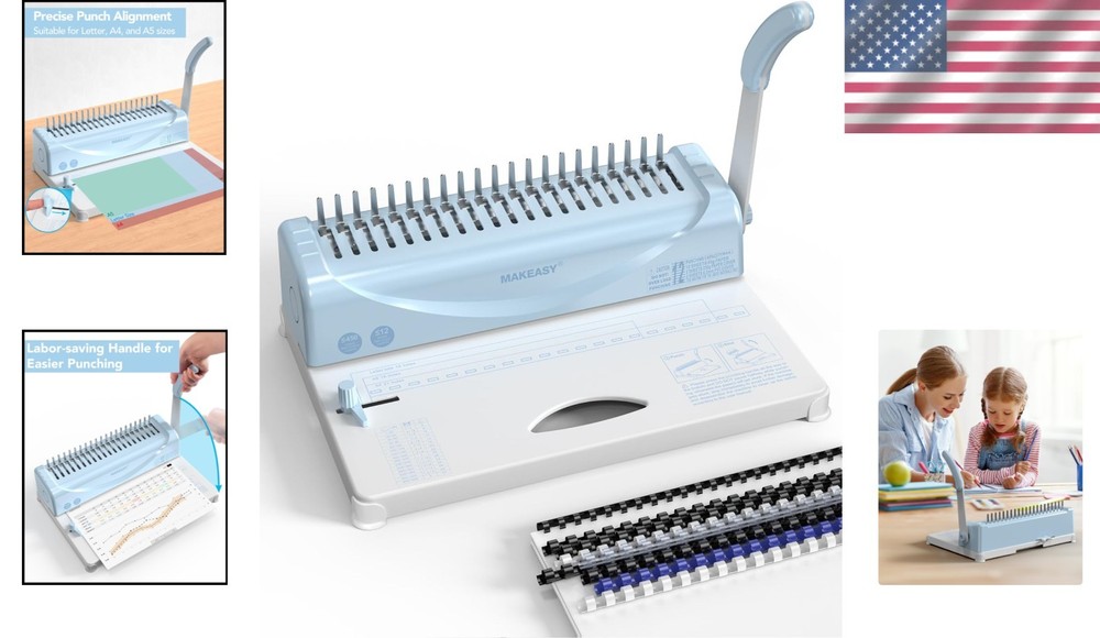 450-Sheet Comb Binding Machine with Included Spines for Easy Document Binding