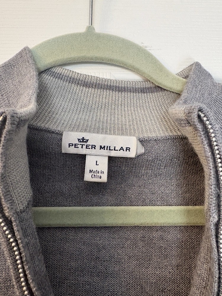 Peter Millar Men's Quarter Zip Golf Pullover Large, Gray, Lightweight