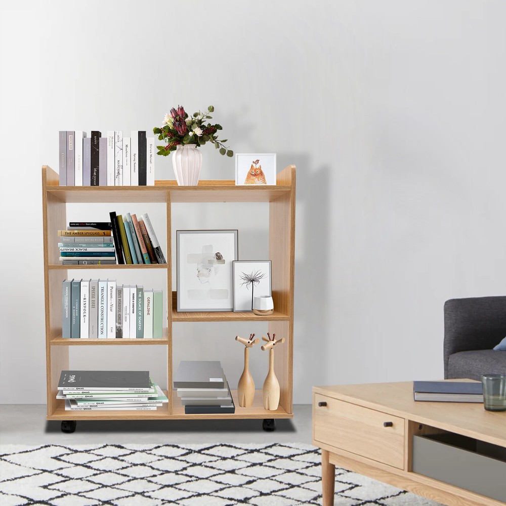 Filing Cabinet, Storage Shelf, Mobile Printer Stand Rubberwood