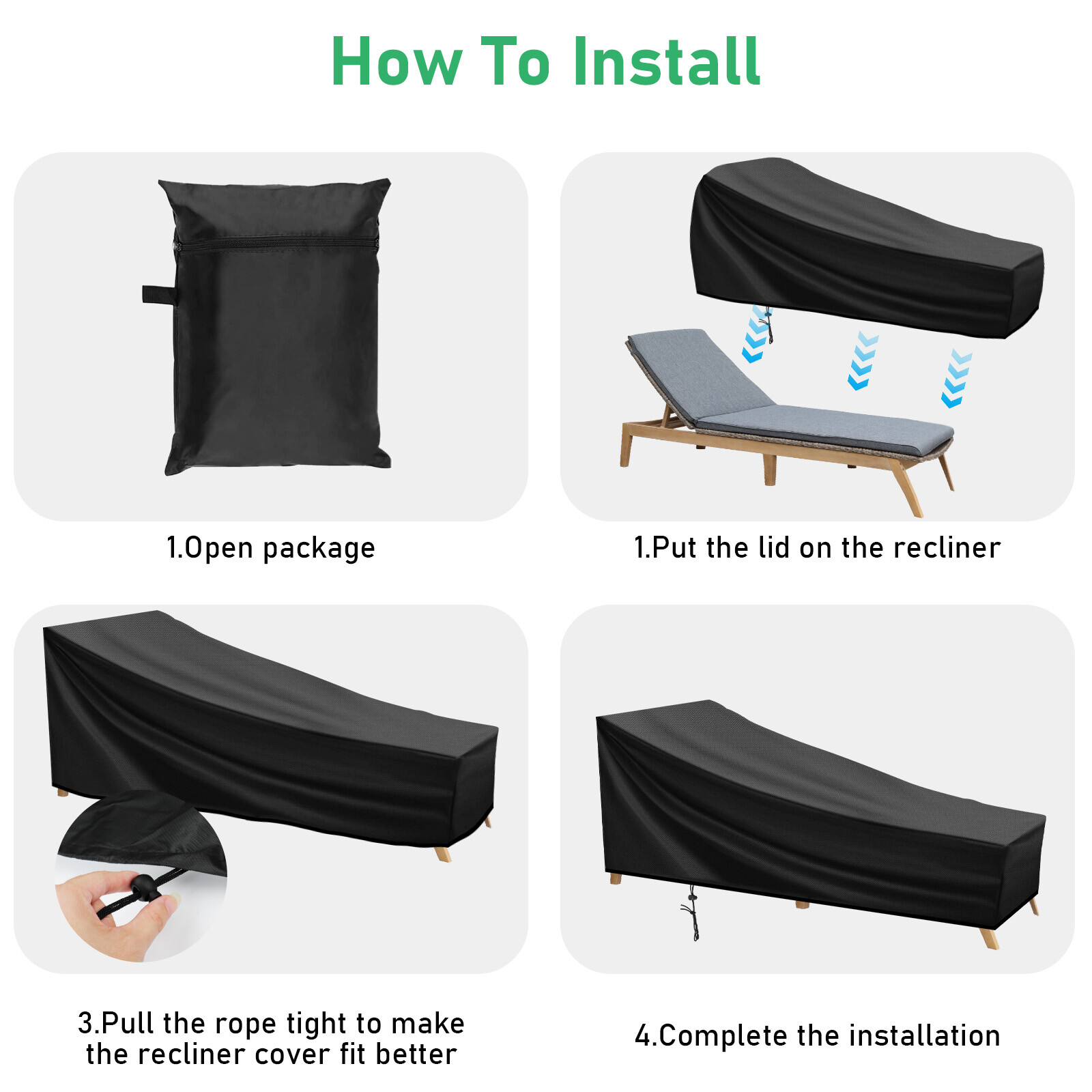 Waterproof Garden Patio Outdoor Furniture Chaise Lounge Chair Cover UV Resistant