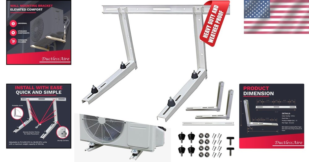 Outdoor Wall Bracket - Mini Split Mounting Bracket - Ductless Air Conditioner Wa