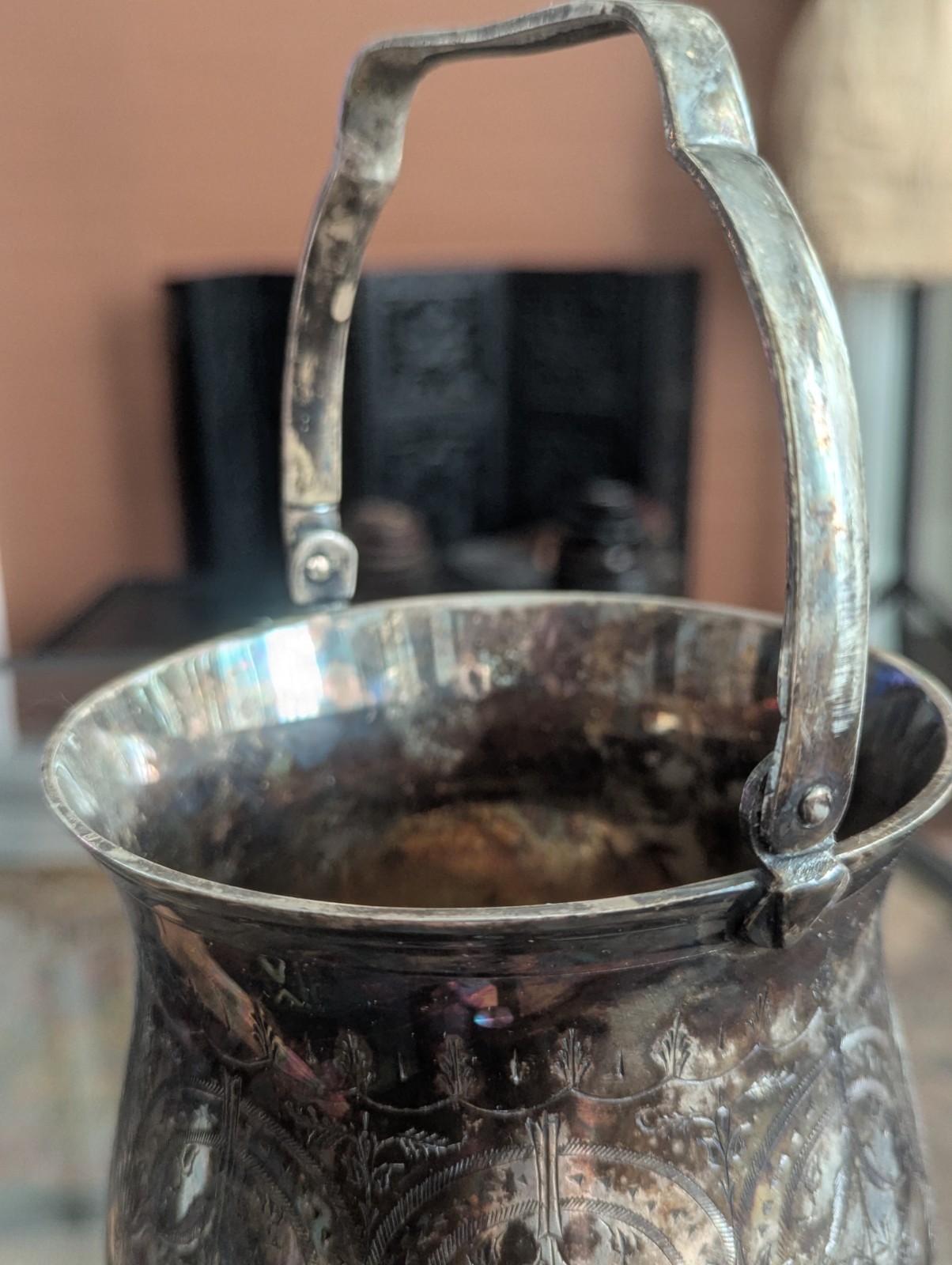 Antique Meriden Britannia Silverplate Buscuit Bucket India Pattern Victorian EPN