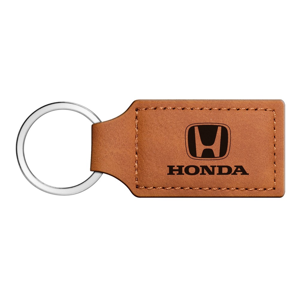 Honda Logo Rectangular Brown Leather Key Chain Keychain Key-ring