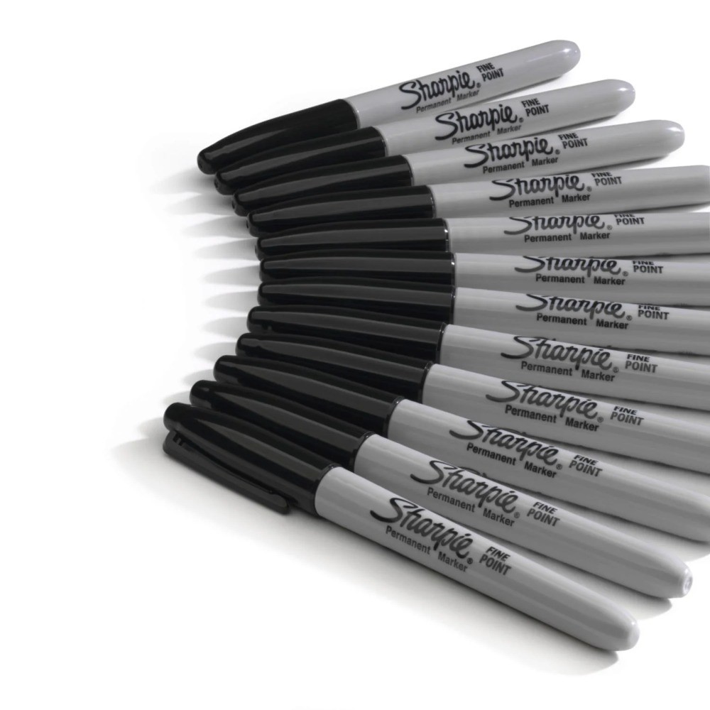 Fine Point Permanent Markers Black Ink 12 Count Pack