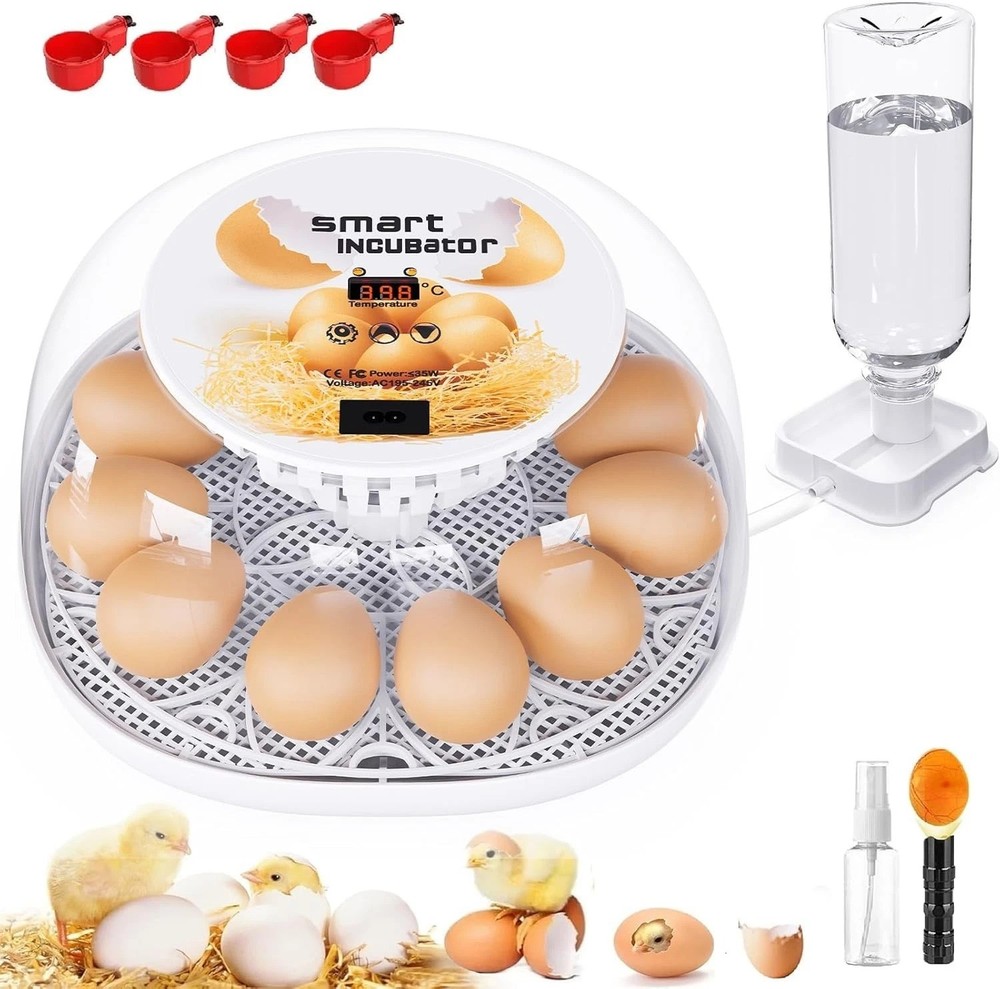 Advanced 12 Egg Incubator with Automatic Egg Turning and Water Injector System