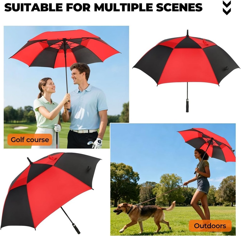 Automatic Open Golf Umbrella, 54/62/68/72 inch Extra Large Oversize Double Canop