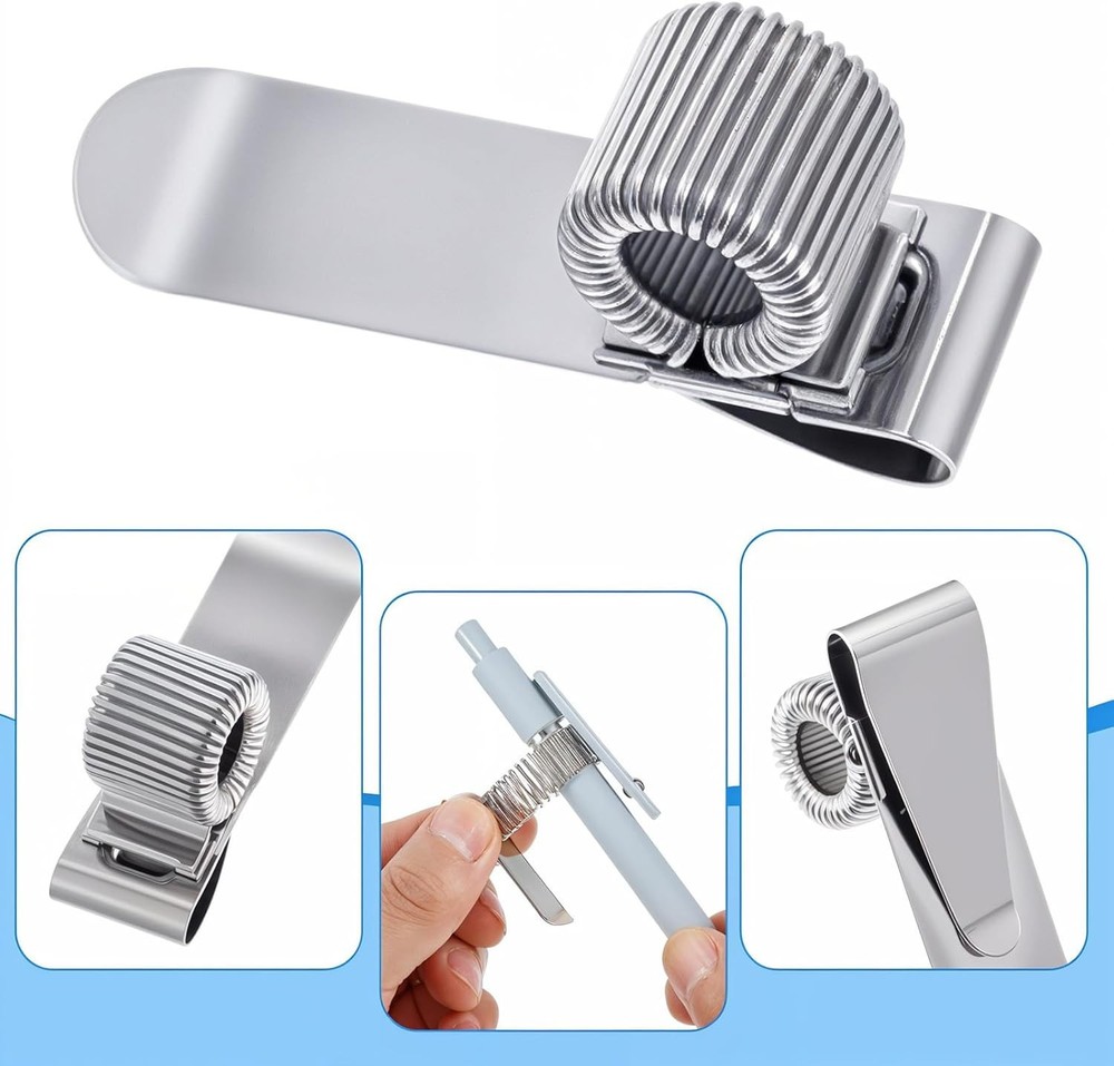 Notebook Clip On Metal Pen Loop Holder Set