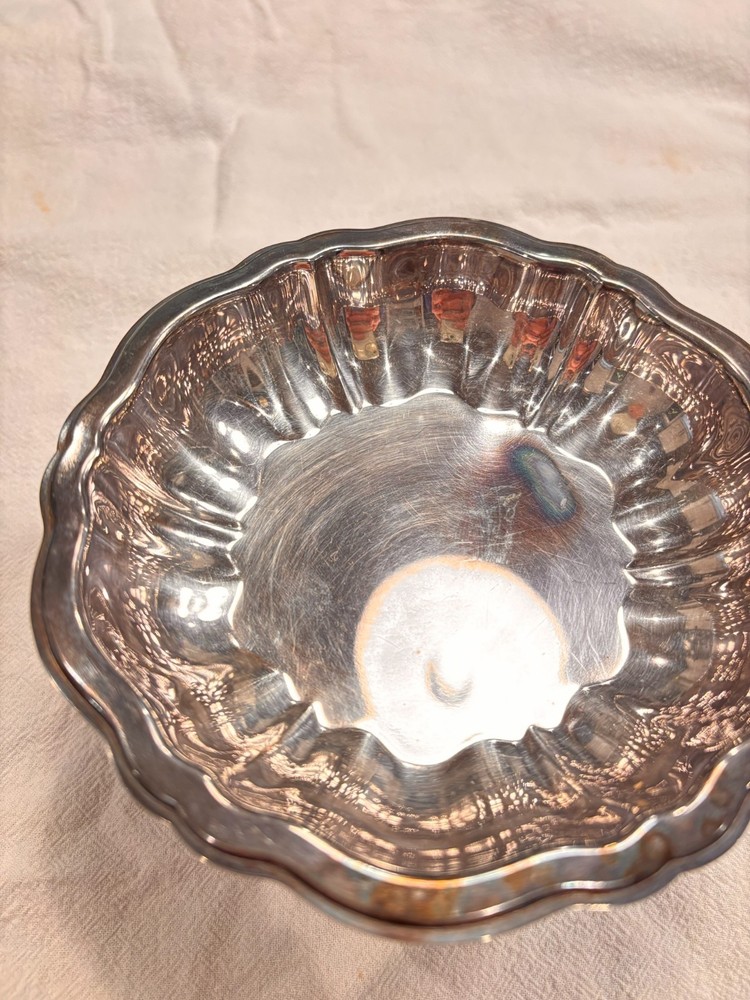 Vintage Silverplate Candy Dish with Scalloped Rim