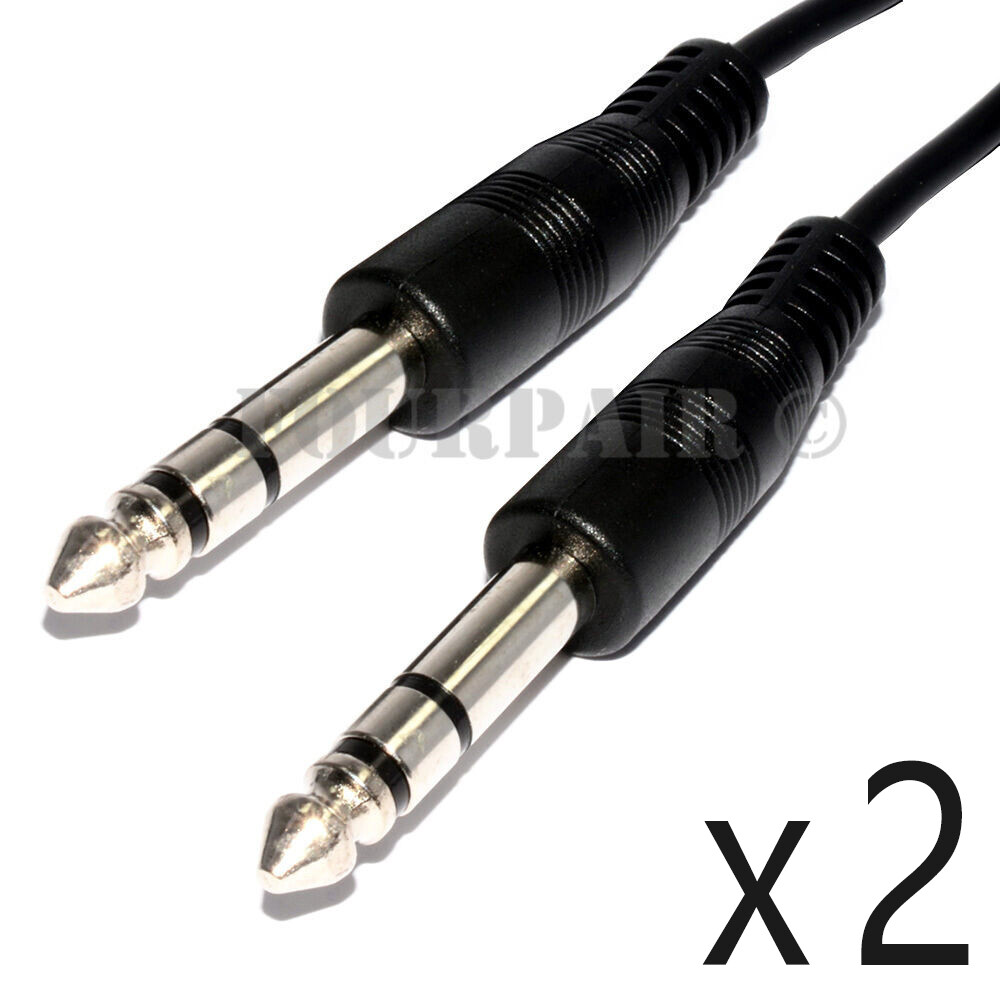 2 PACK - 3ft STEREO TRS 1/4" to 6.3mm MALE BALANCED AUDIO PA DJ PATCH CABLE CORD