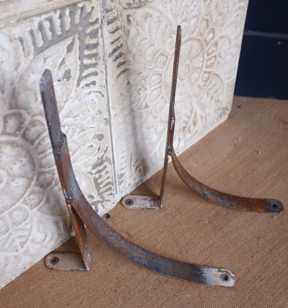 Antique Pair Architectural Wall Shelf BRACKETS Supports Rustic Metal