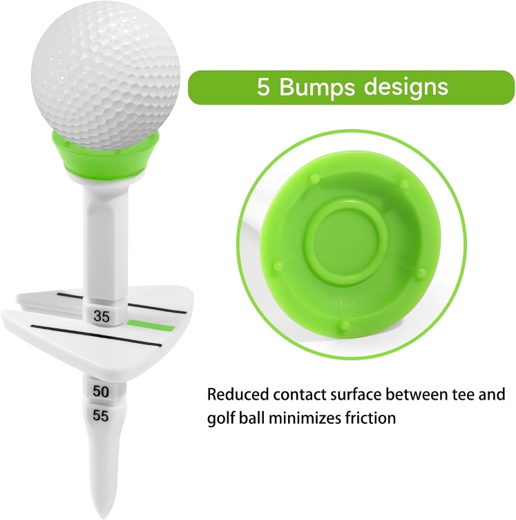 4 PCS Adjustable Golf Tee | Unbreakable Plastic | 5 Height Settings | Triangular