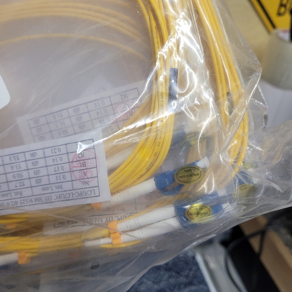 10ct Single Mode Duplex 9/125 LC To LC 3 M Patch Cables