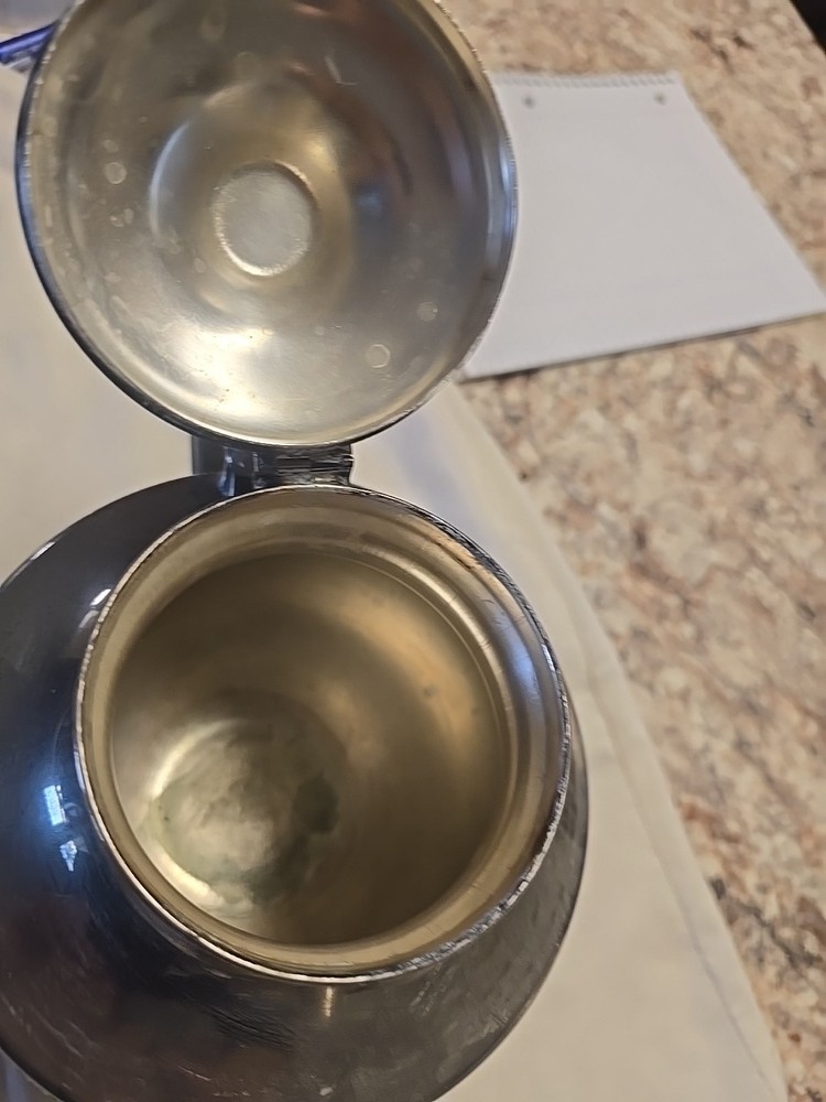 Silver On Copper Teapot And Sugar Set