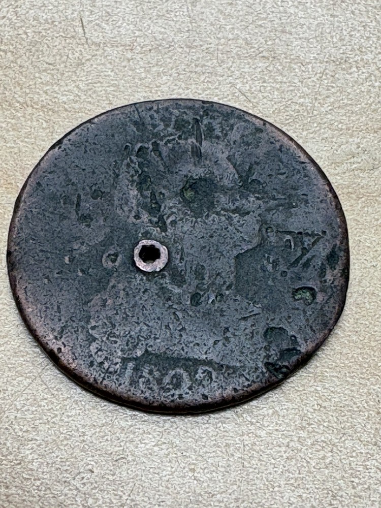 1802 ? Draped Bust Large Cent Copper Coin US Early Type 1796-1807 damaged