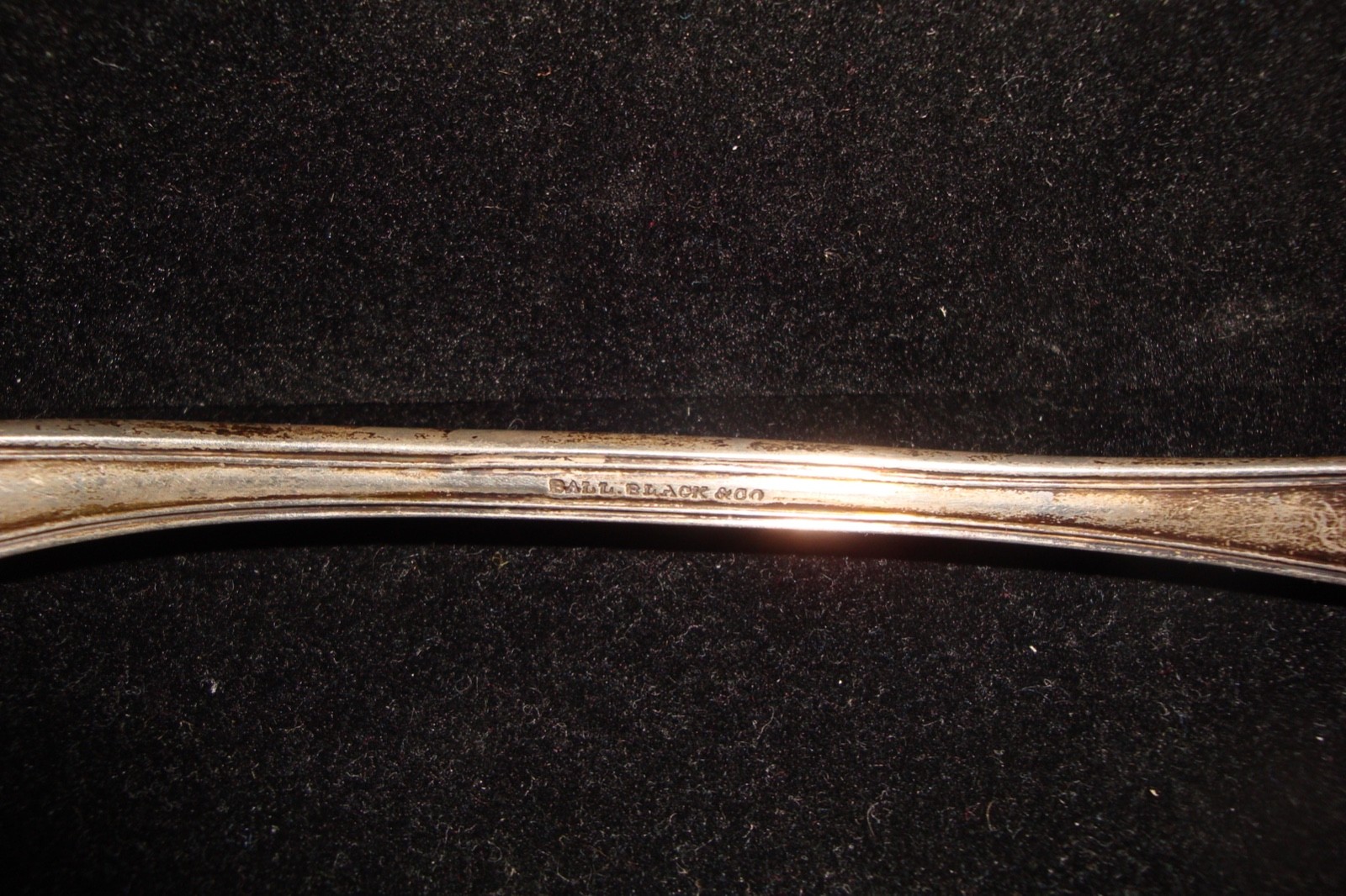 Antique Ball Black & Co coin silver meat fork Mono "B"on handle 10" 118g etched