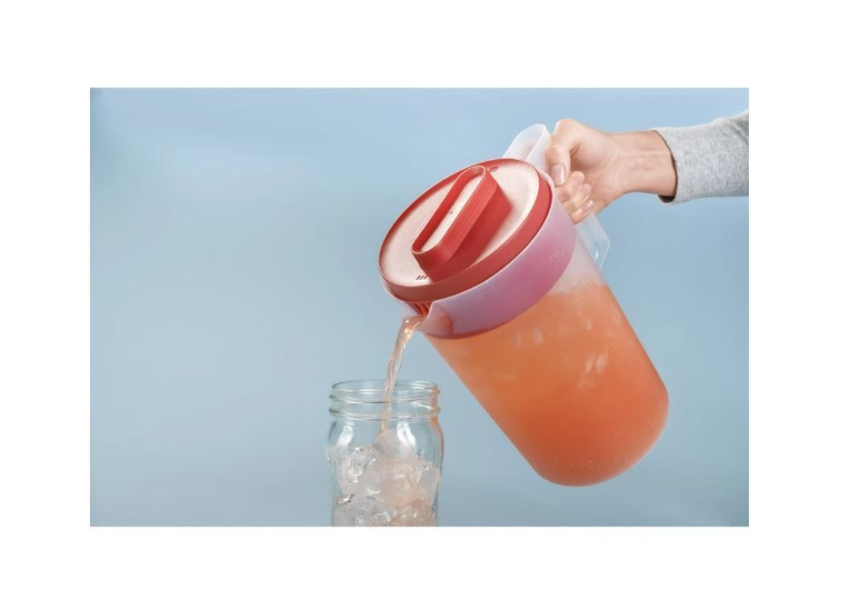 (2 pack) Rubbermaid Simply Pour Clear/Red Pitcher Plastic 1 gal