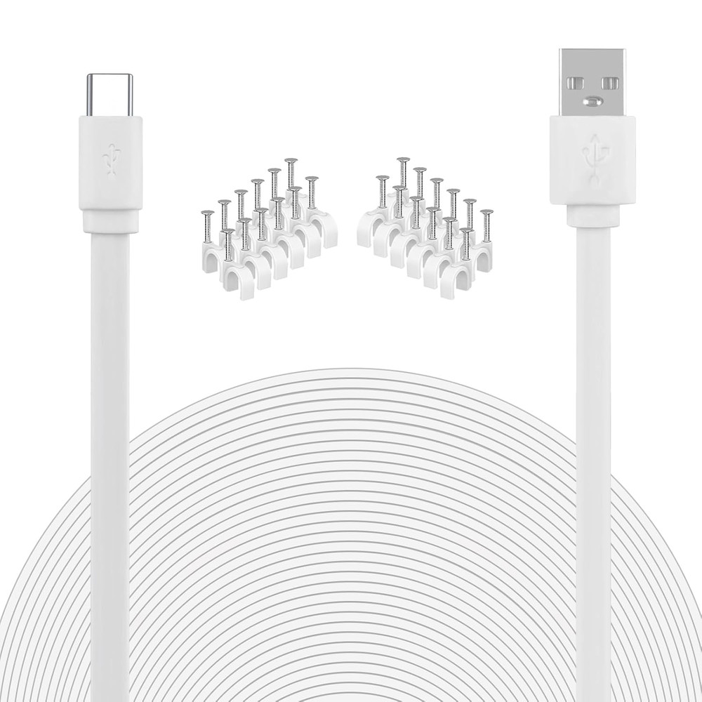 USB to USB C Cable for Security Camera Type C Charging Cord 33FT/10M Flat Long