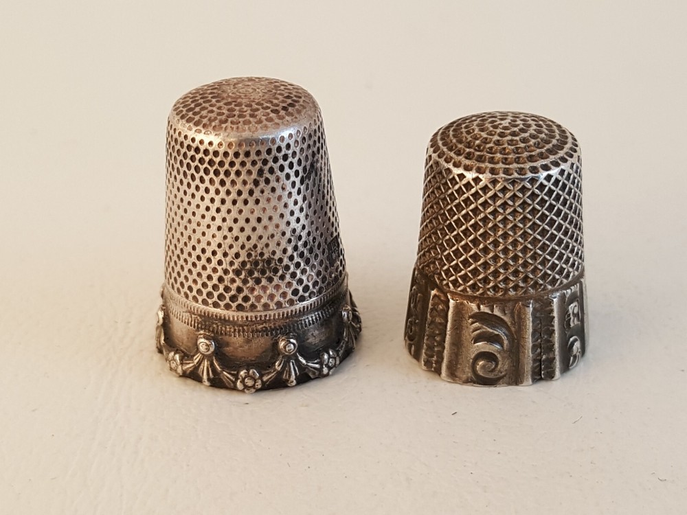 Vintage 2 sterling silver thimbles 7 Germany