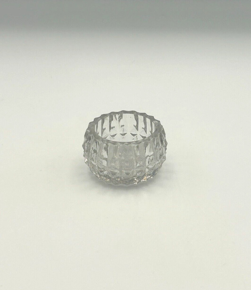 Cut Glass Round Open Salts Cellar Trinket Ring Dish