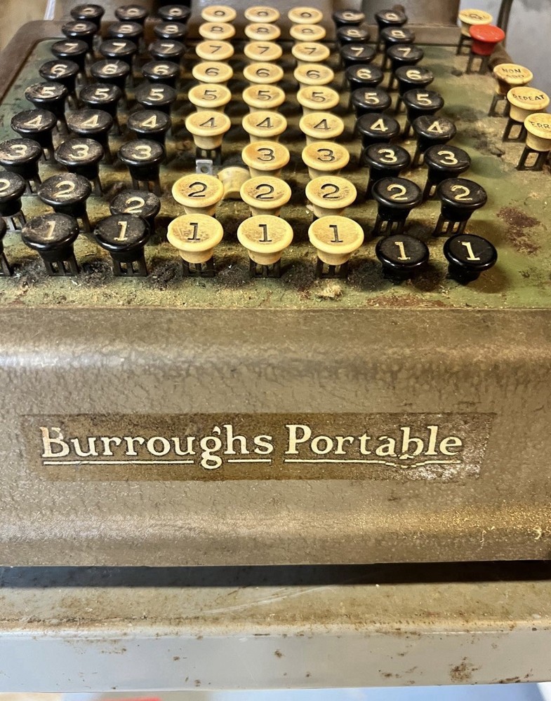 Vintage 1927 Burroughs Class 9 Portable Adding Machine Calculator